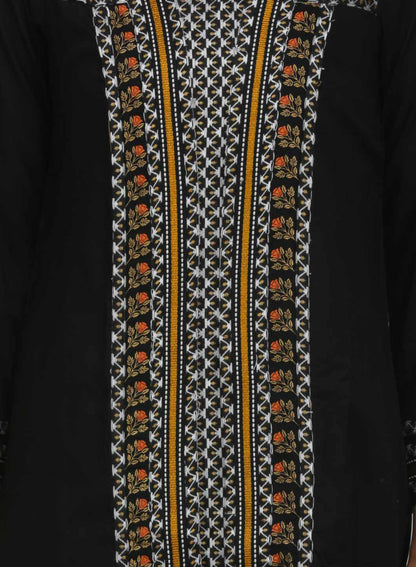 Black Printed Round Neck kurta