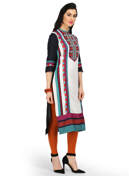 Multicoloured Embroidered kurta - wforwoman