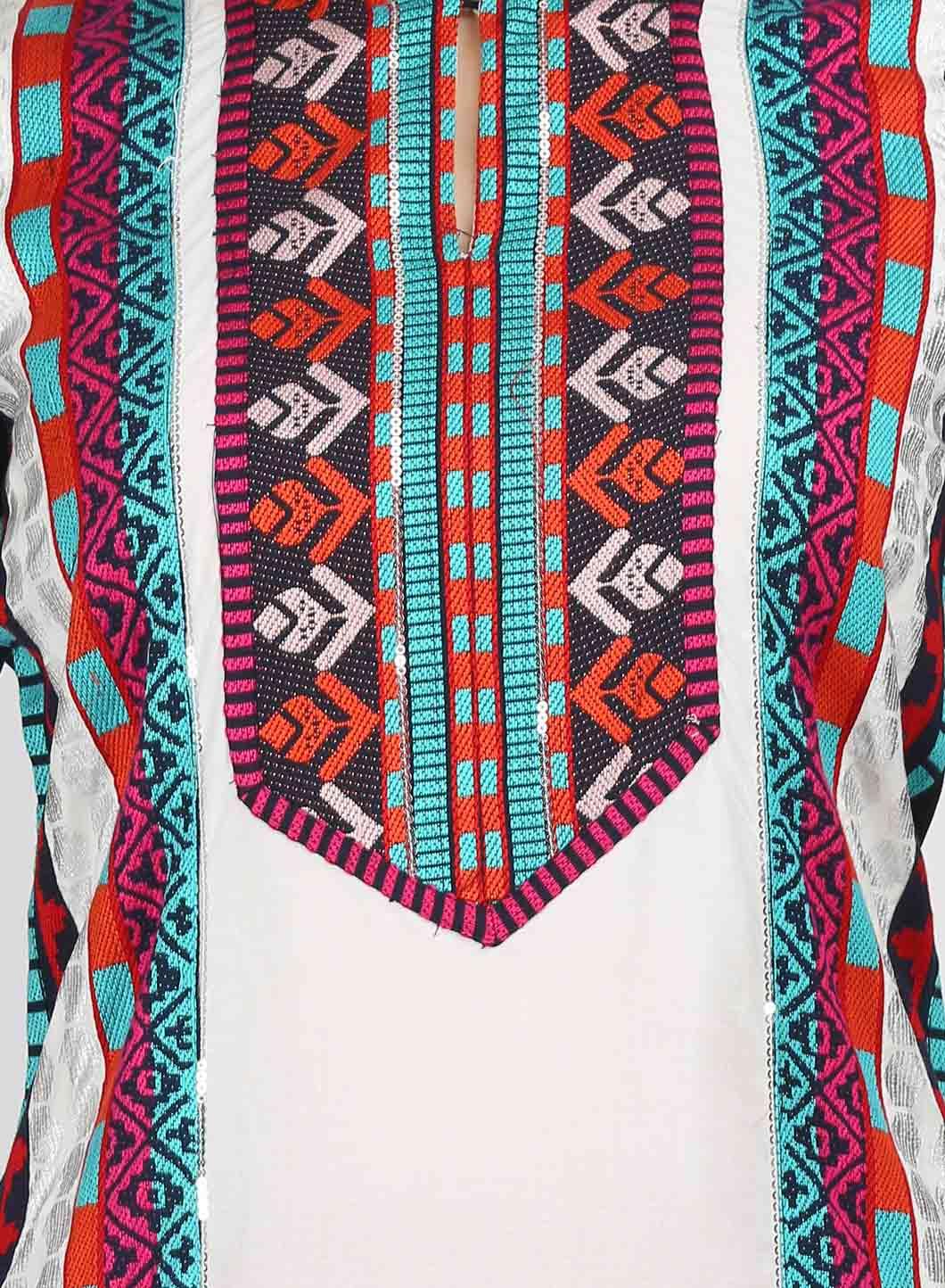 Multicoloured Embroidered kurta - wforwoman