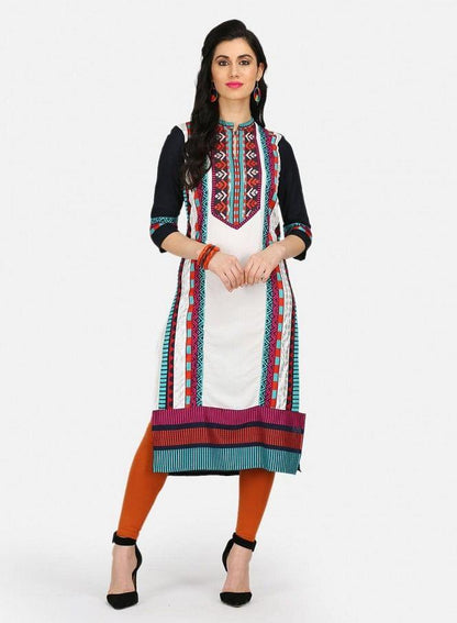 Multicoloured Embroidered kurta - wforwoman