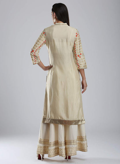 Beige Floral Printed kurta