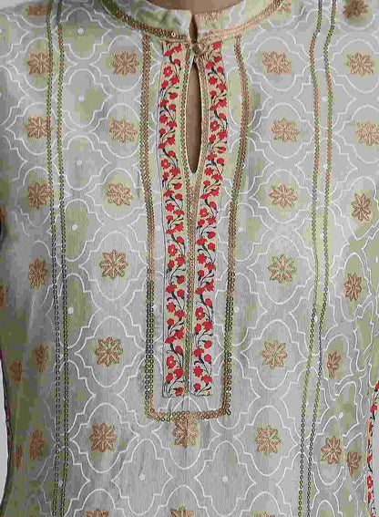 Beige Floral Printed kurta