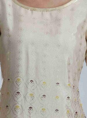 Golden Round Neck Printed kurta - wforwoman