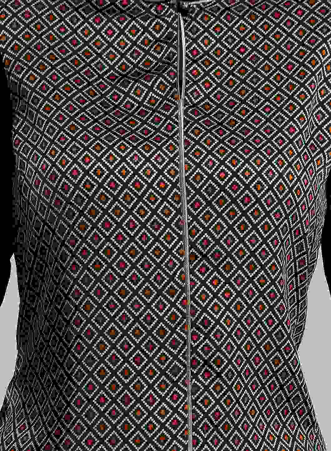 Black Mandarin Neck Printed kurta