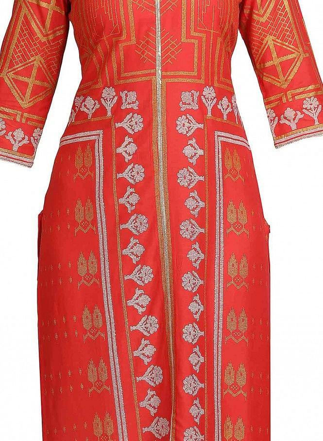 Coral Printed Mandarin Neck kurta - wforwoman