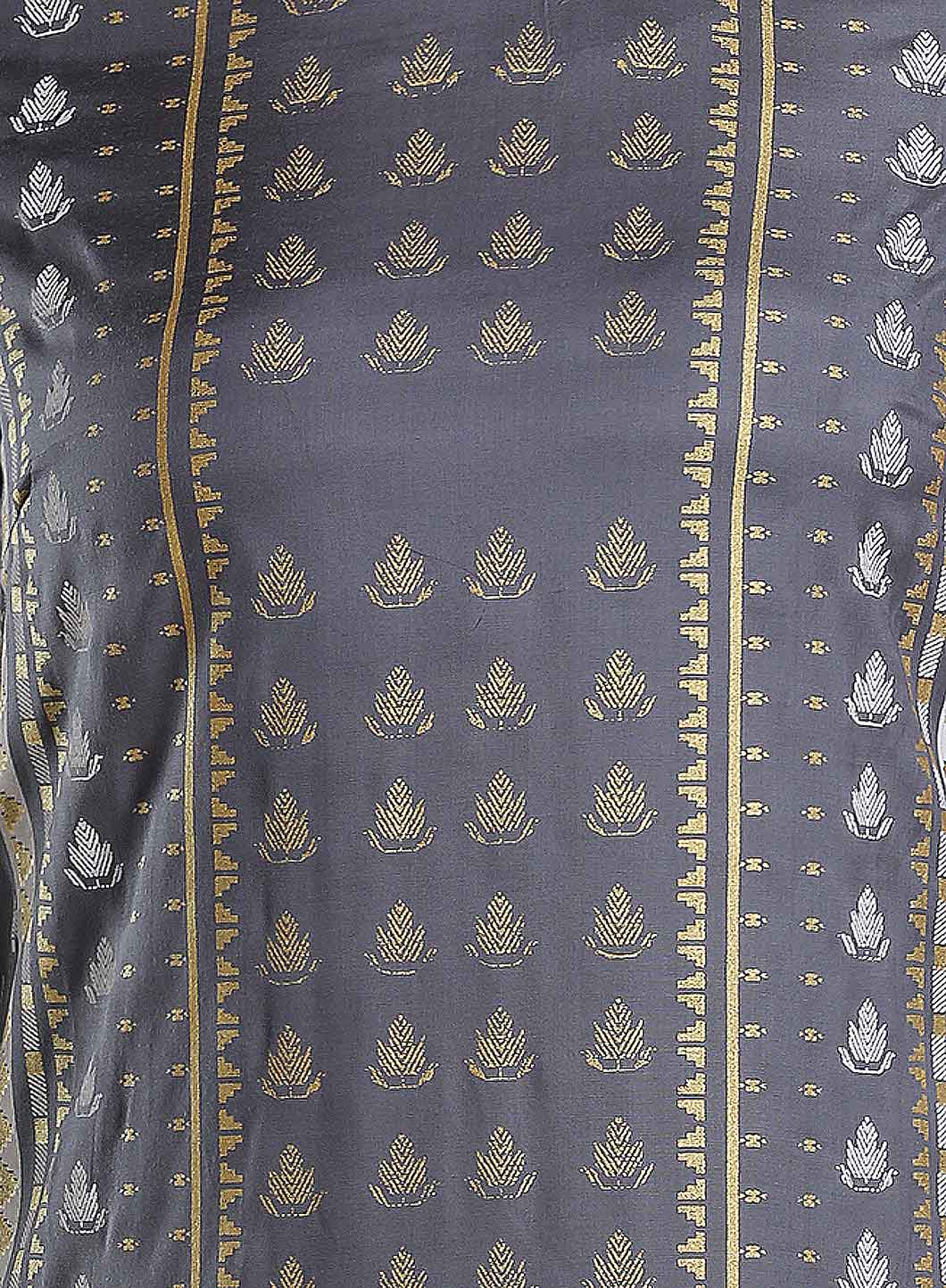 Grey Printed Round Neck kurta