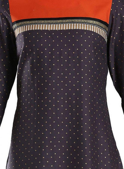 Grey Boat Neck Printed kurta - wforwoman