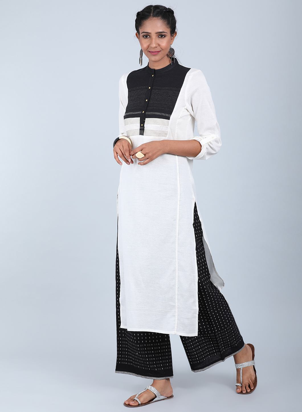 White Mandarin Neck Bhartiya Harit Khadi kurta