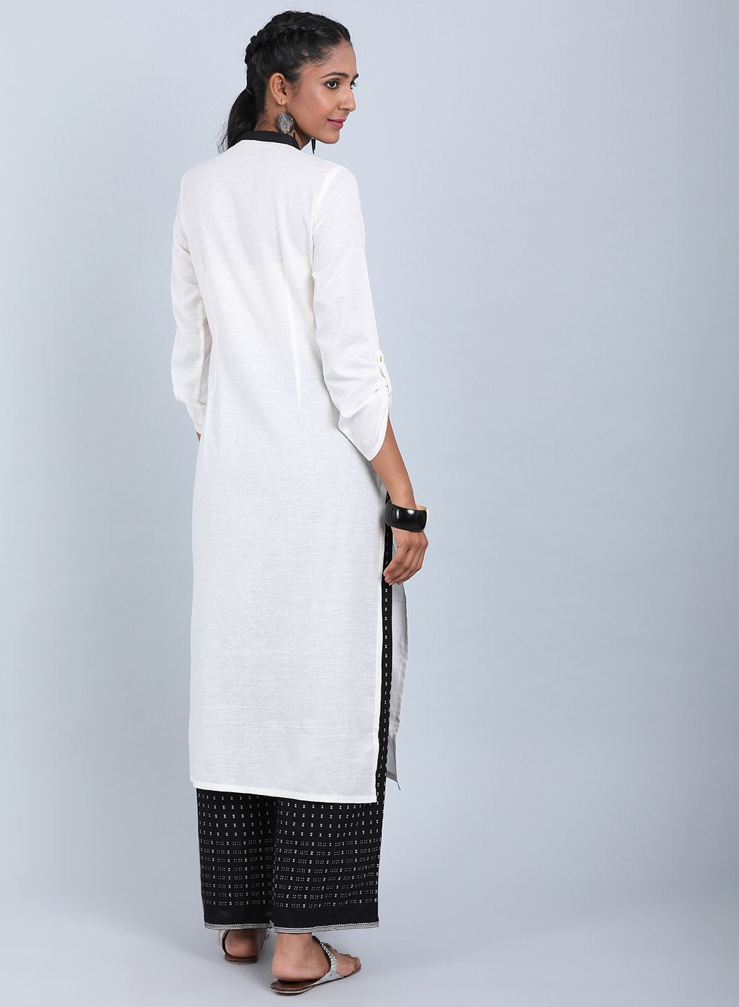 White Mandarin Neck Bhartiya Harit Khadi kurta