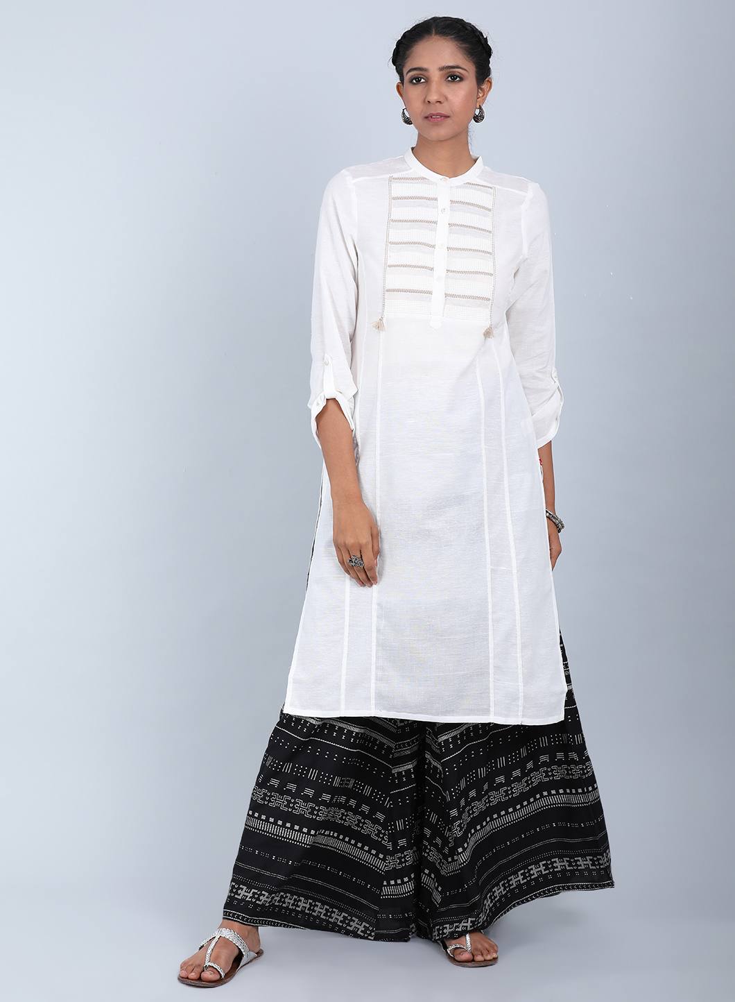 White Mandarin Neck Bhartiya Harit Khadi kurta