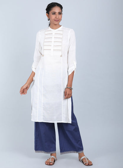 White Mandarin Neck Bhartiya Harit Khadi kurta