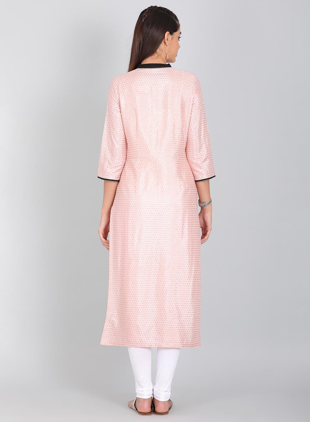 White Printed 3/4 Sleeve kurta - wforwoman