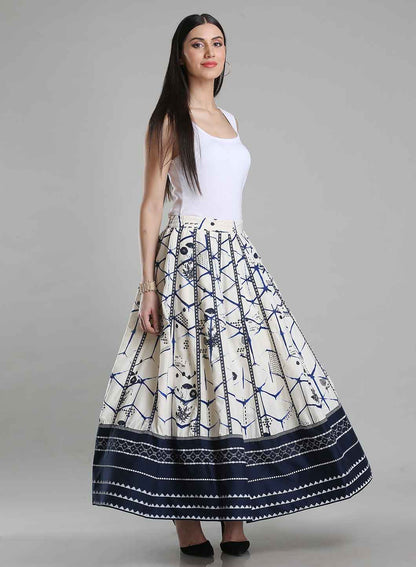 Ecru Printed Skirt