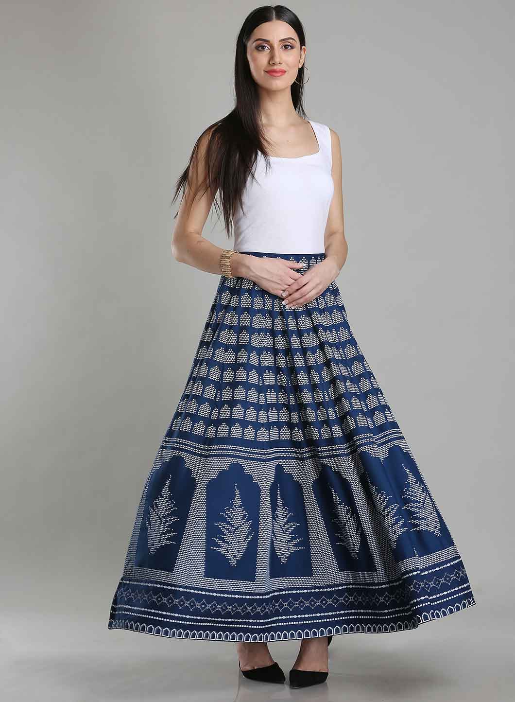 Blue Printed Skirt