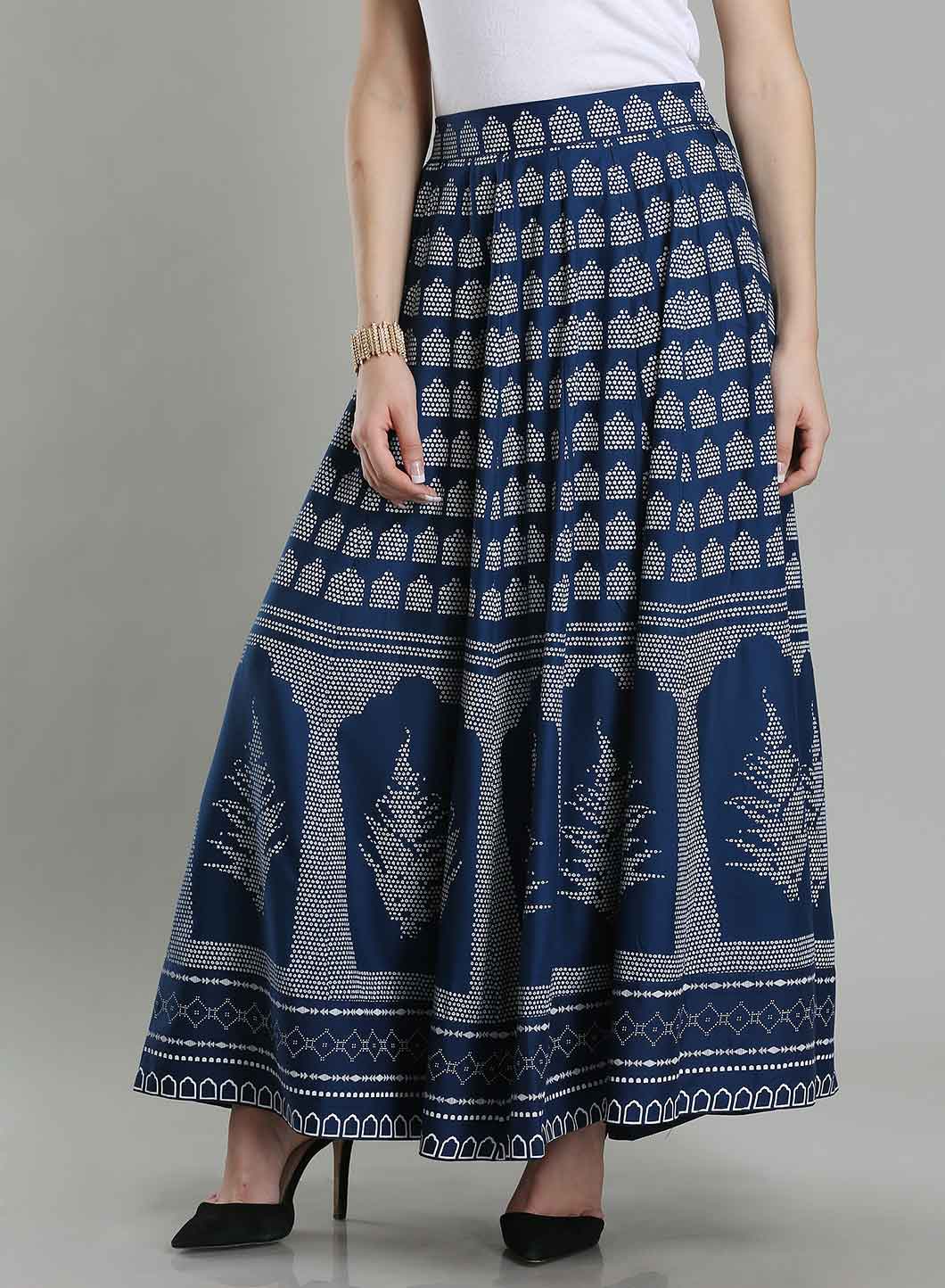 Blue Printed Skirt