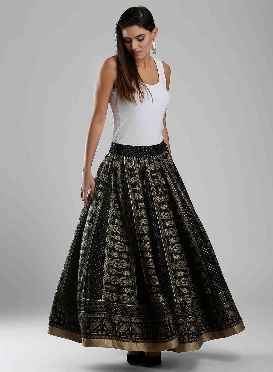 Black Printed Skirt