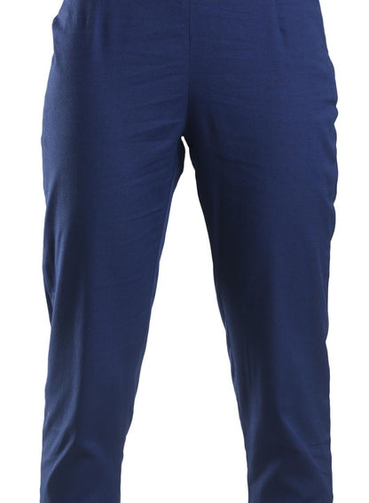 Blue Ankle-Length Trousers - wforwoman