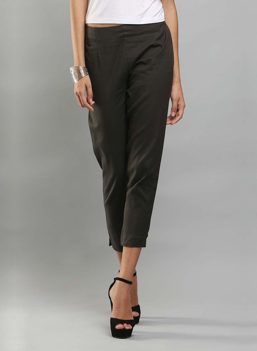 Grey Ankle-Length Trousers