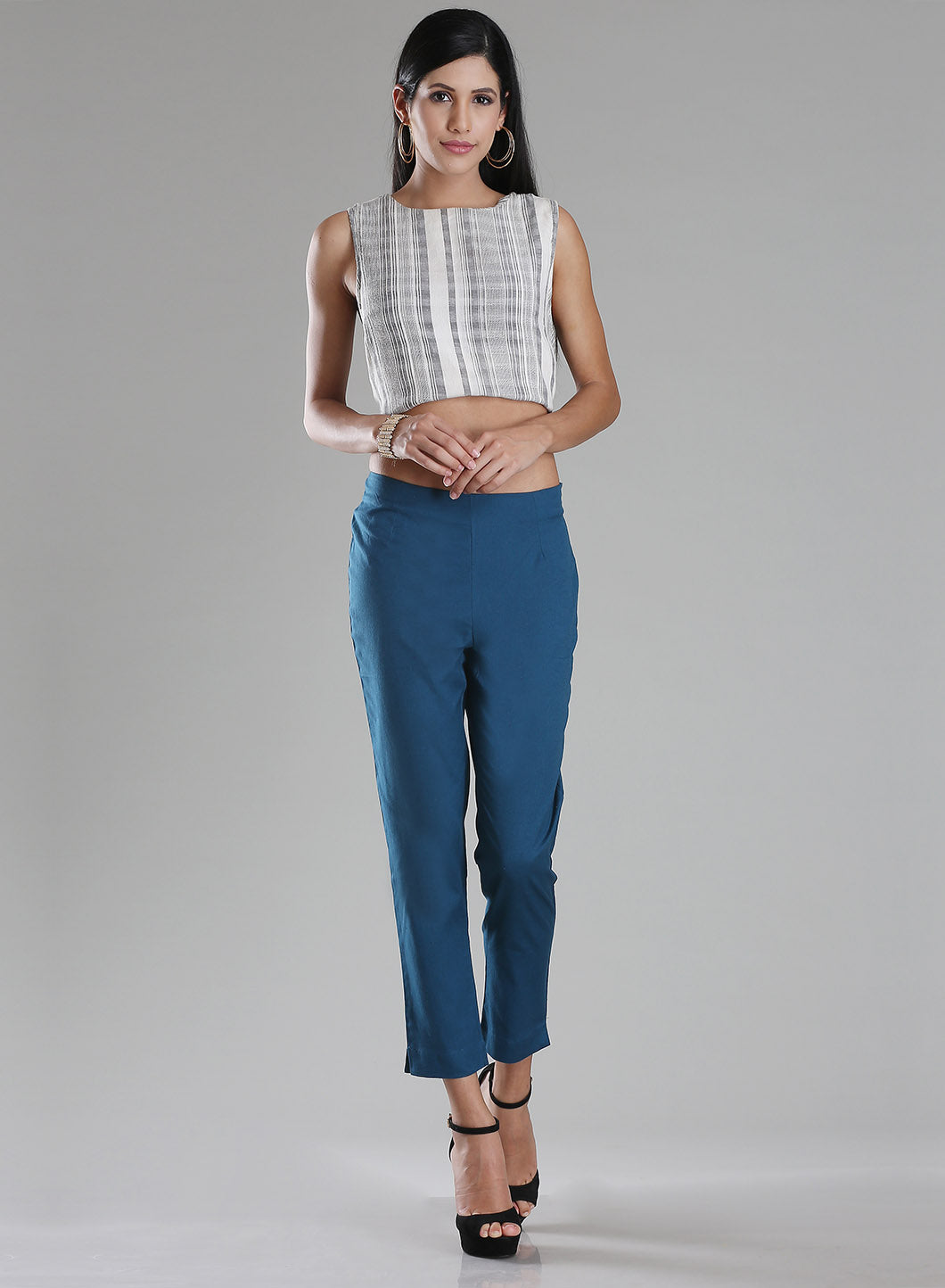 Navy Ankle-Length Trousers