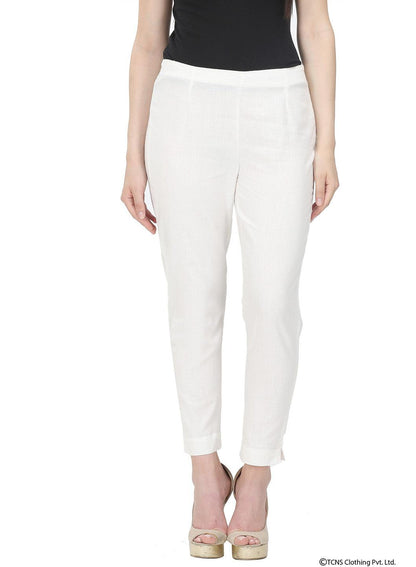 White Ankle Length Trousers - wforwoman