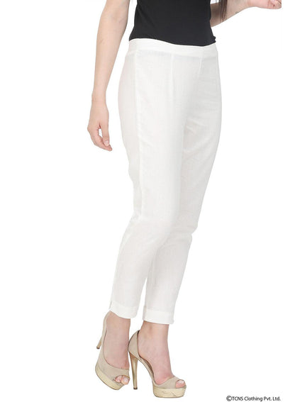 White Ankle Length Trousers - wforwoman