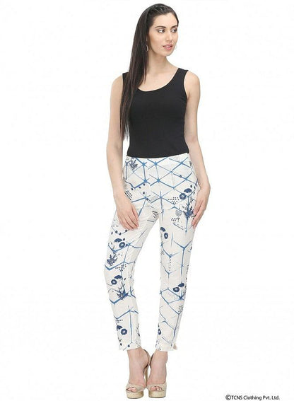 White Printed Trousers - wforwoman