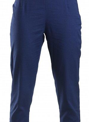 Blue Ankle-Length Trousers - wforwoman