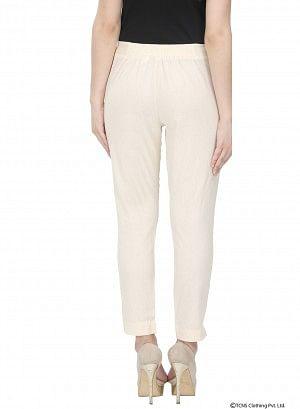 Cream Ankle Length Trousers - wforwoman