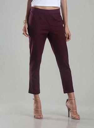Purple Ankle-Length Trousers - wforwoman