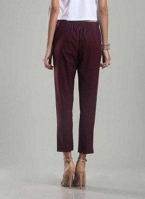 Purple Ankle-Length Trousers - wforwoman