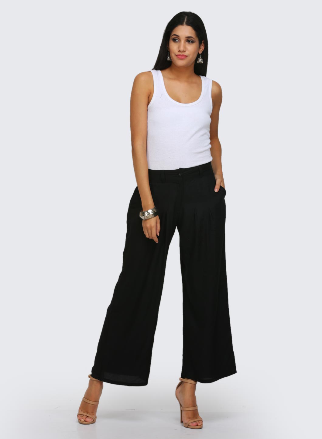 Black Solid Pants