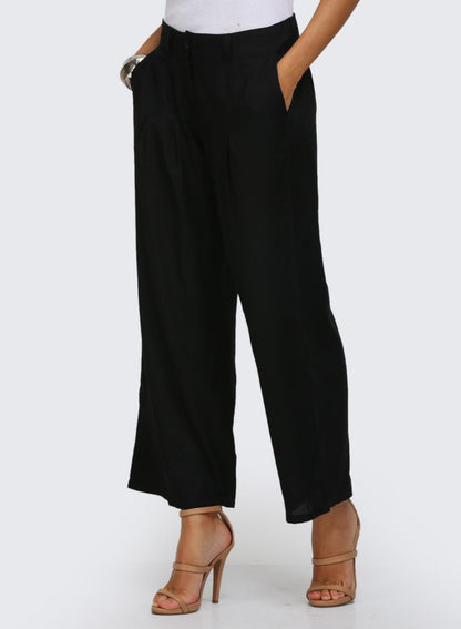 Black Solid Pants