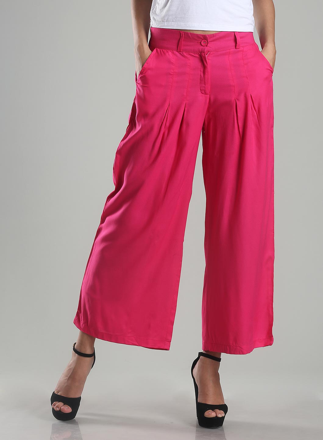 Pink Solid Pants