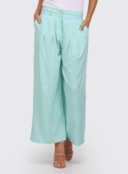 Blue Solid Pants