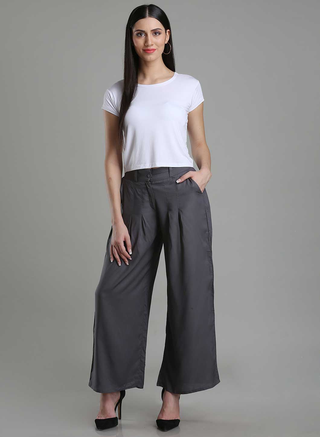 Grey Tailored Volume Pants