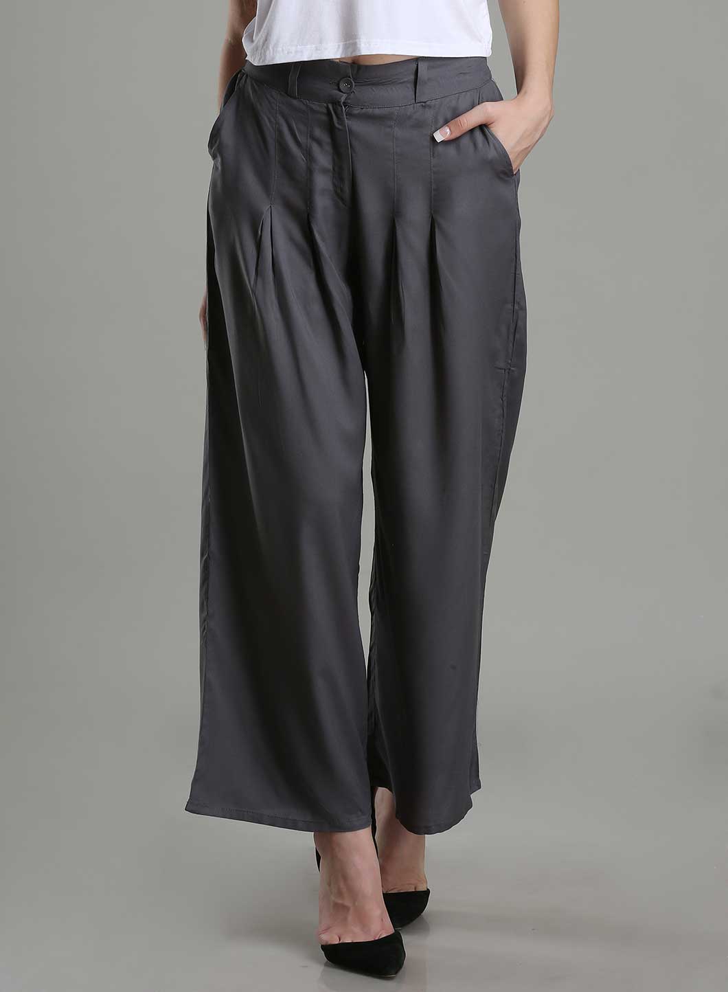 Grey Tailored Volume Pants