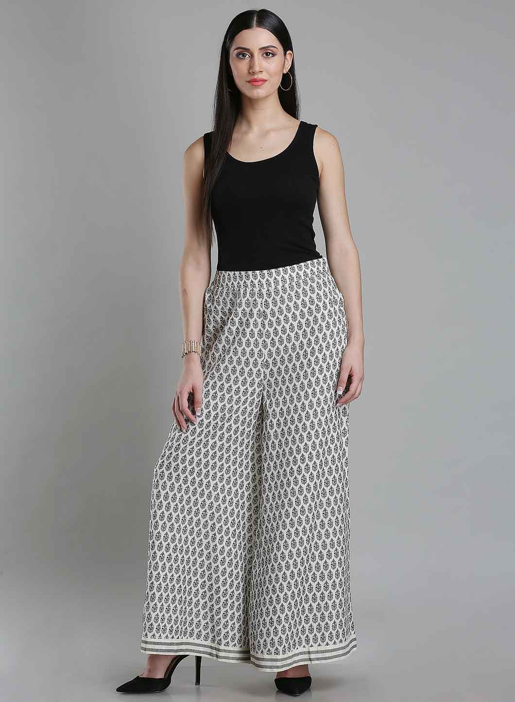 Black &amp; White Printed Culottes