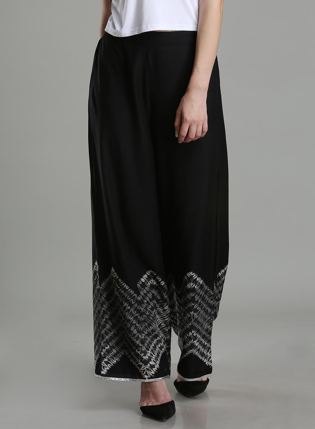 Black Chevron Print Parallel Pants - wforwoman