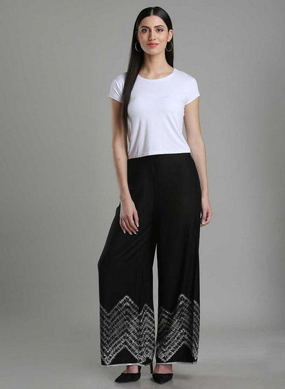 Black Chevron Print Parallel Pants - wforwoman