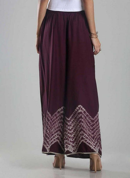 Purple Printed Palazzos - wforwoman