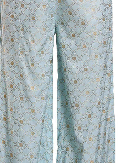 Blue Printed Pants - wforwoman