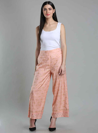 Peach Printed Pants - wforwoman