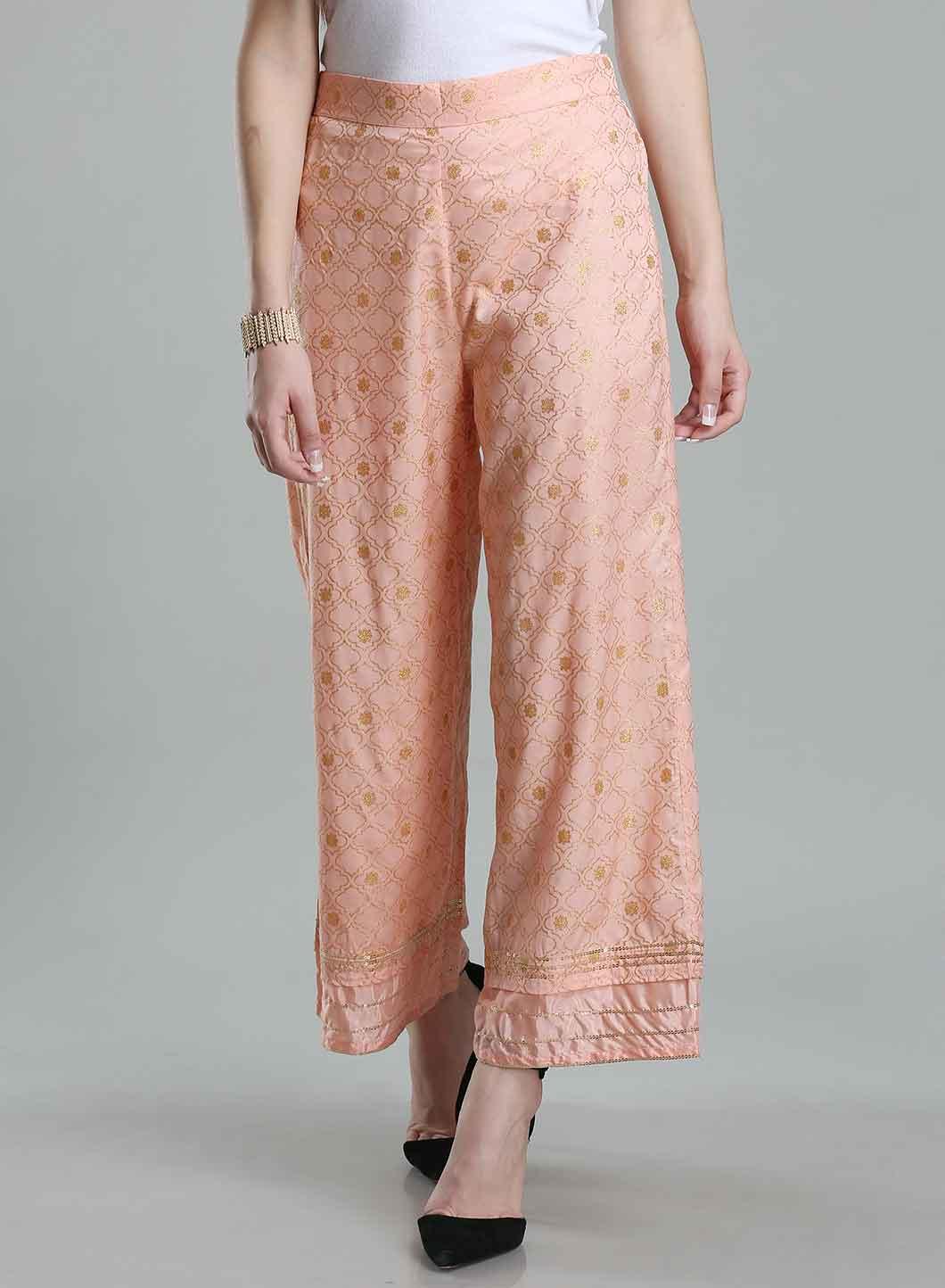 Peach Printed Pants - wforwoman