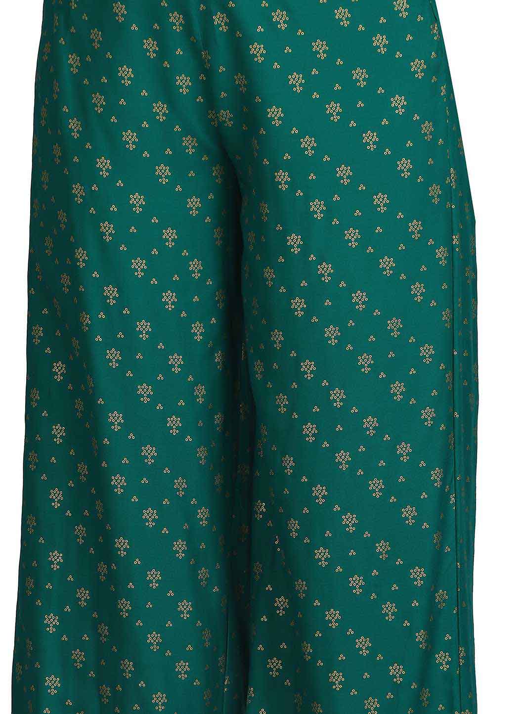 Green Printed Parallel Pants