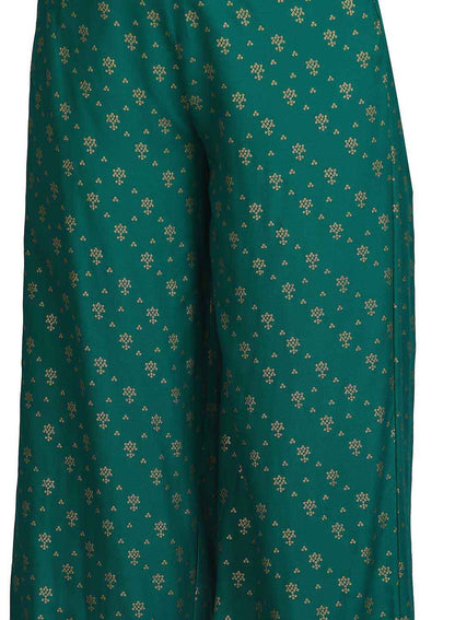 Green Printed Parallel Pants