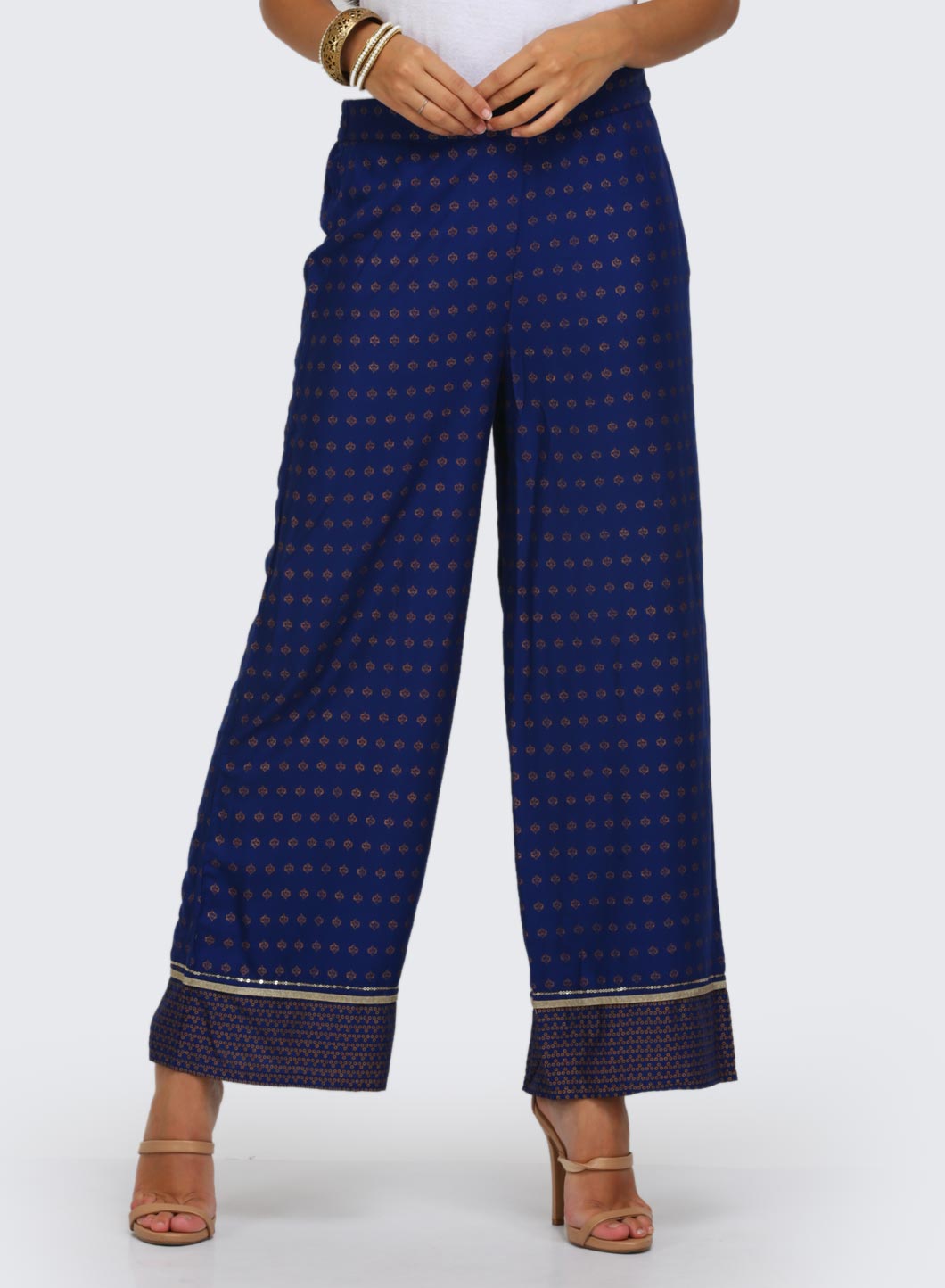 Blue Printed Parallel Pants