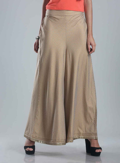 Beige Striped Culottes