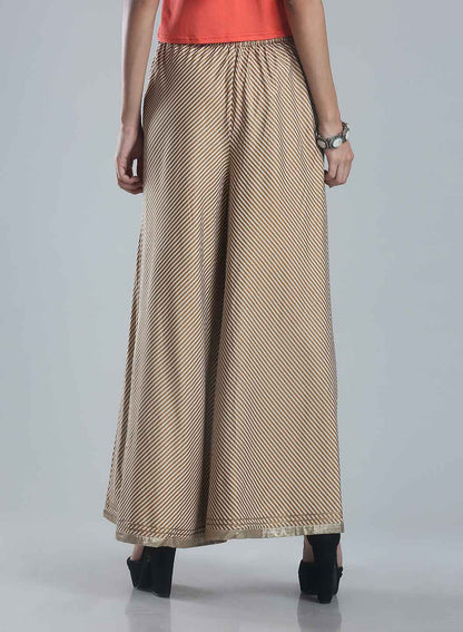 Beige Striped Culottes