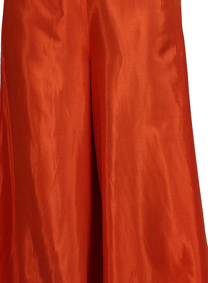 Orange Solid Culottes With Printed Border