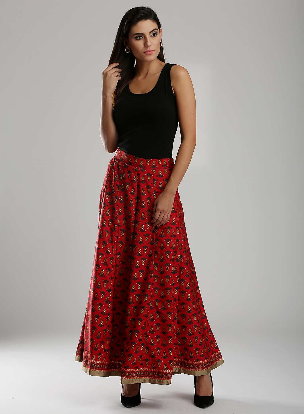 Red Printed Culottes